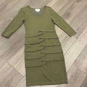 Nicole Miller fitted army green dress